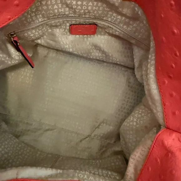 Kate Spade Coral Ostrich Textured Shoulder Bag With Matching Wallet - Picture 3 of 7